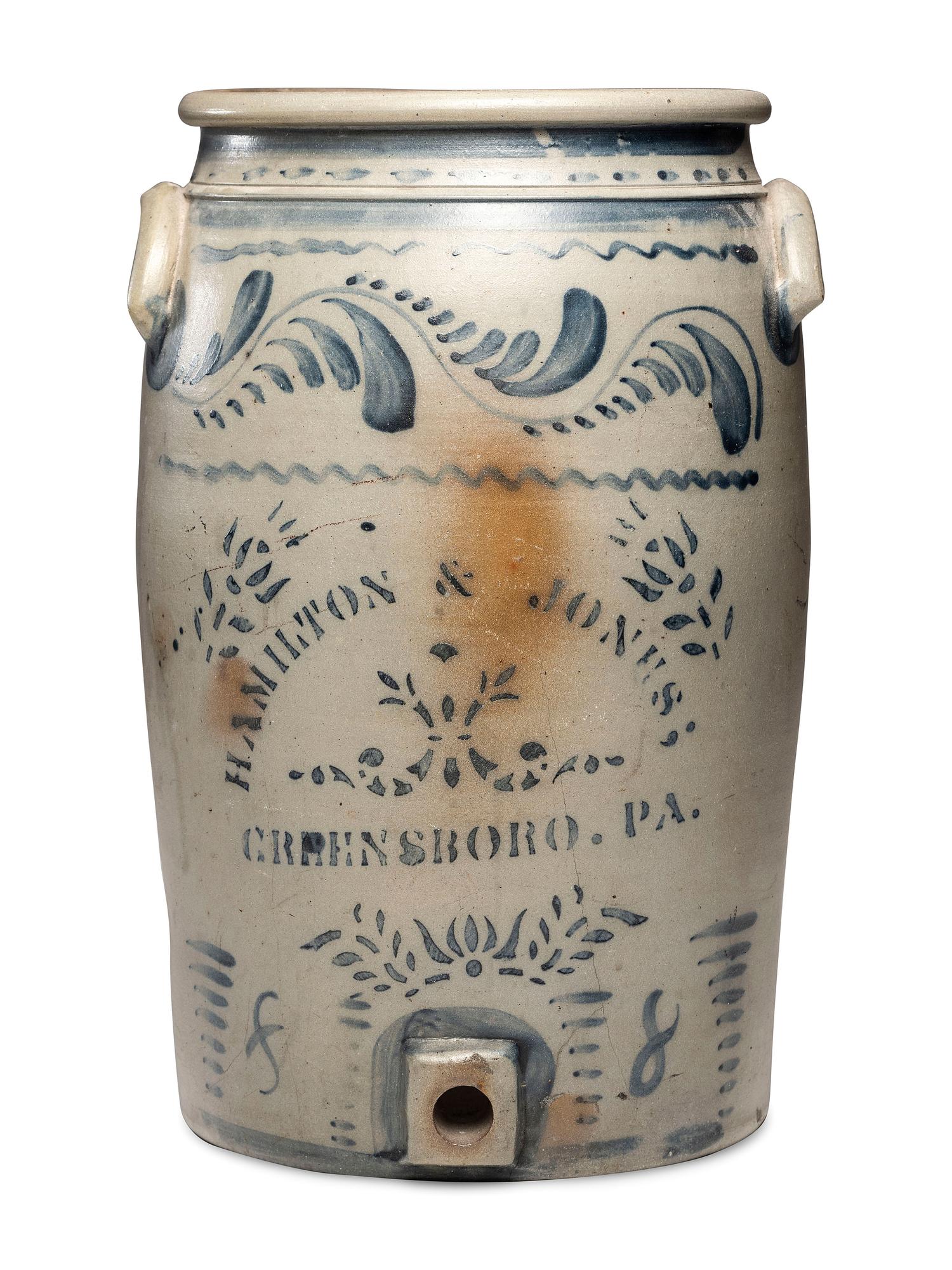 A Hamilton and Jones Eight-Gallon Stoneware Cooler