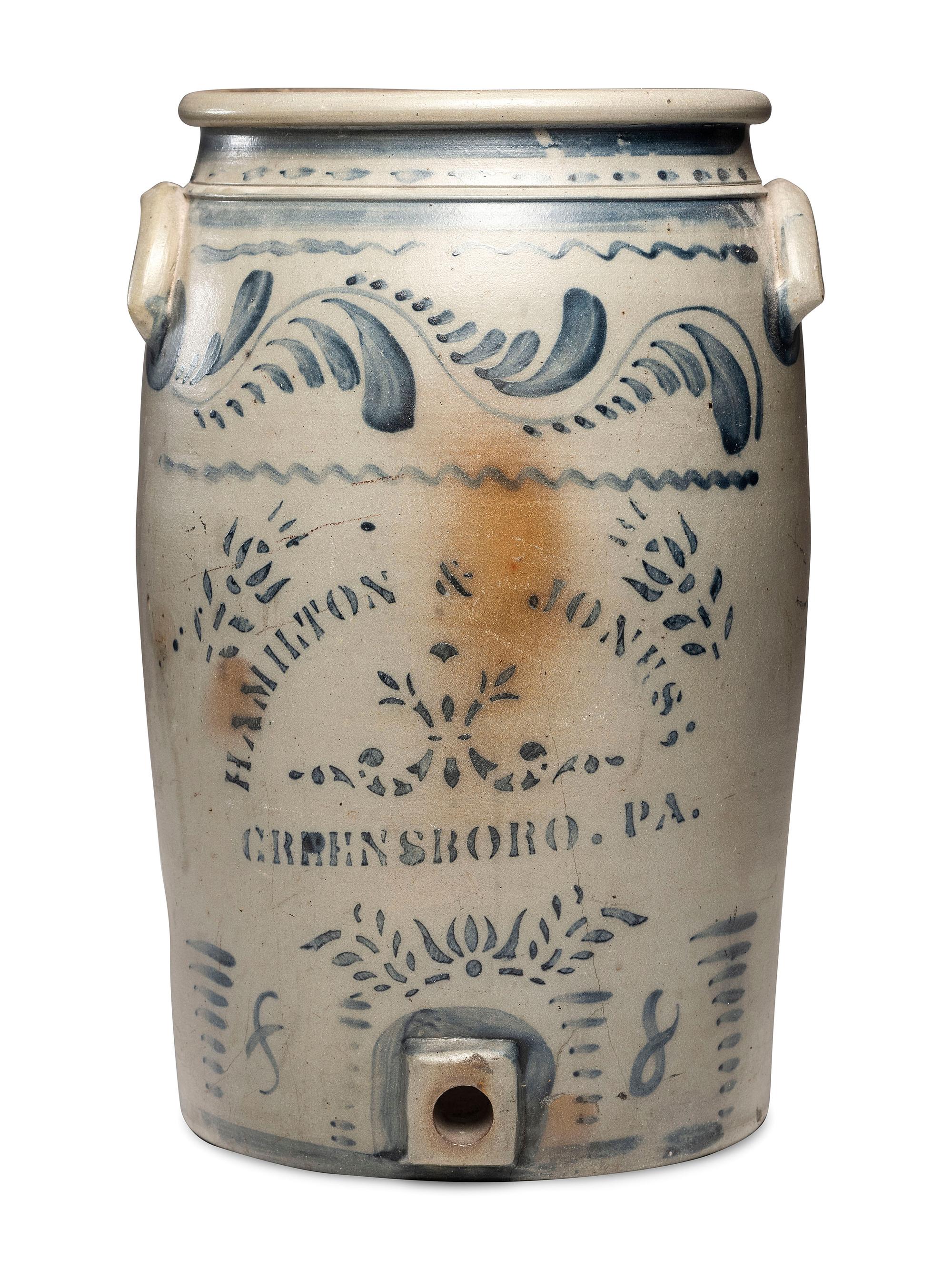 A Hamilton and Jones Eight-Gallon Stoneware Cooler