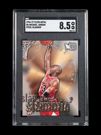 A 1996-97 Fleer Metal Steel Slammin' Michael Jordan Basketball Card No. 6 (SGC 8.5 NM-MT+)