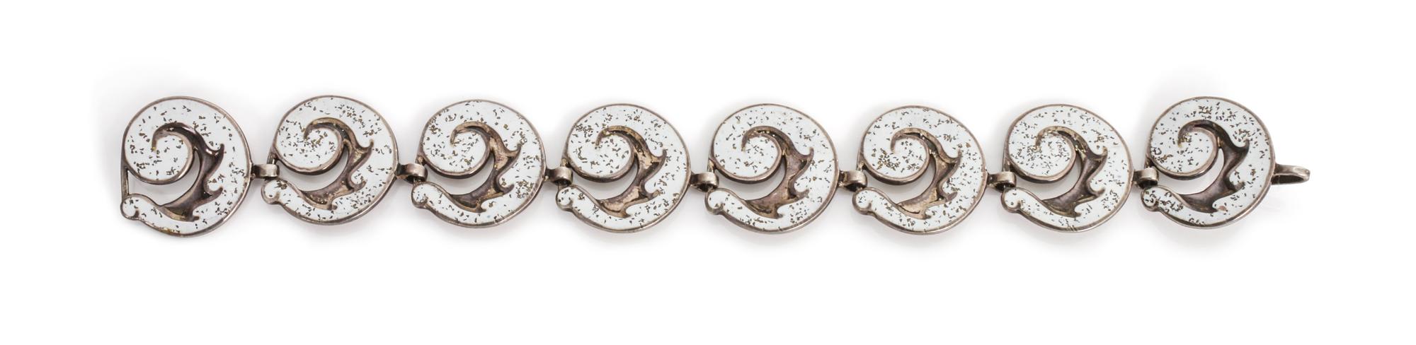 A Mexican Silver and Enamel Bracelet, Margot de Taxco (b. circa 1915-1985) Length 8 inches.