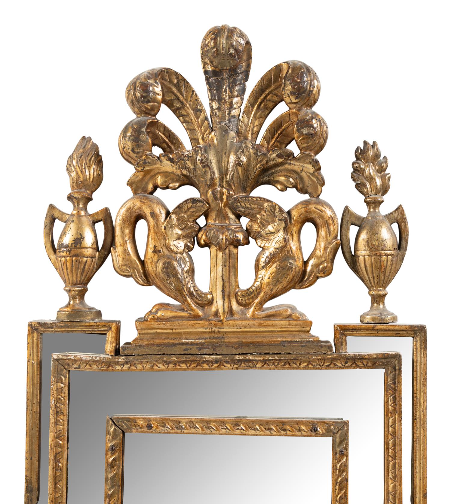 An Italian Giltwood Two-Light Girandole Mirror
