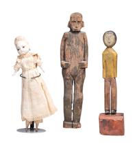 Two Folk Art Carved and Painted Wood Figures