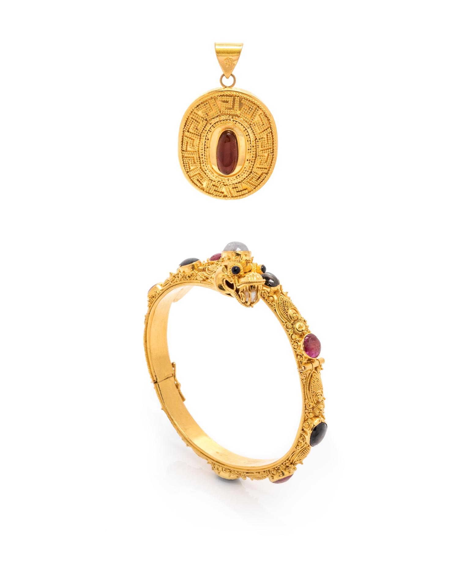 COLLECTION OF YELLOW GOLD AND MULTIGEM JEWELRY