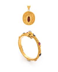 COLLECTION OF YELLOW GOLD AND MULTIGEM JEWELRY