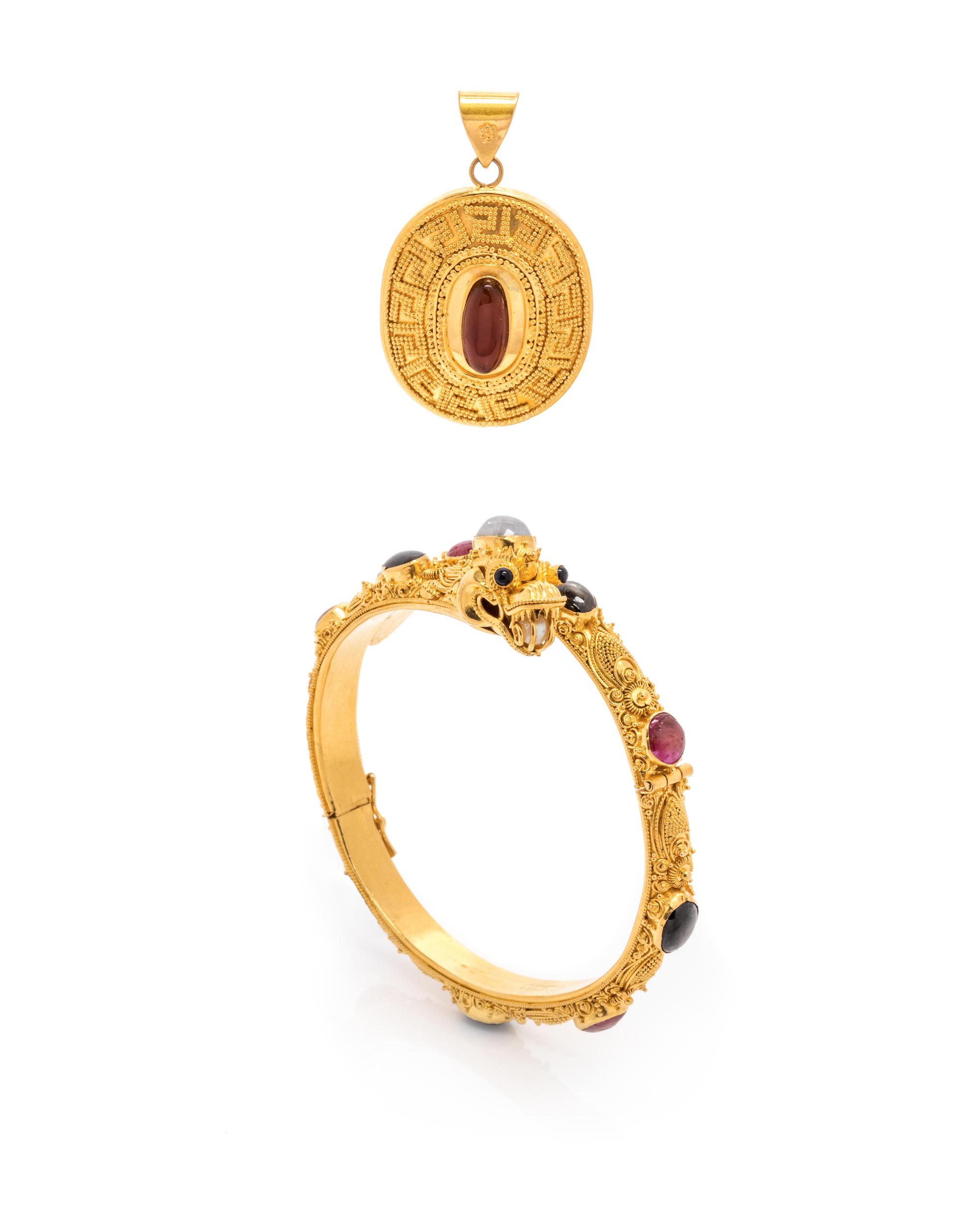 COLLECTION OF YELLOW GOLD AND MULTIGEM JEWELRY