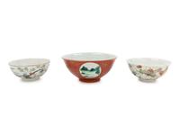 Three Chinese Famille Rose Porcelain Bowls
