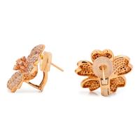 DIAMOND AND BLACK DIAMOND FLOWER EARCLIPS