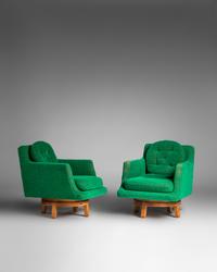Pair of Swivel Lounge Chairs, model 5609 Dunbar, USA