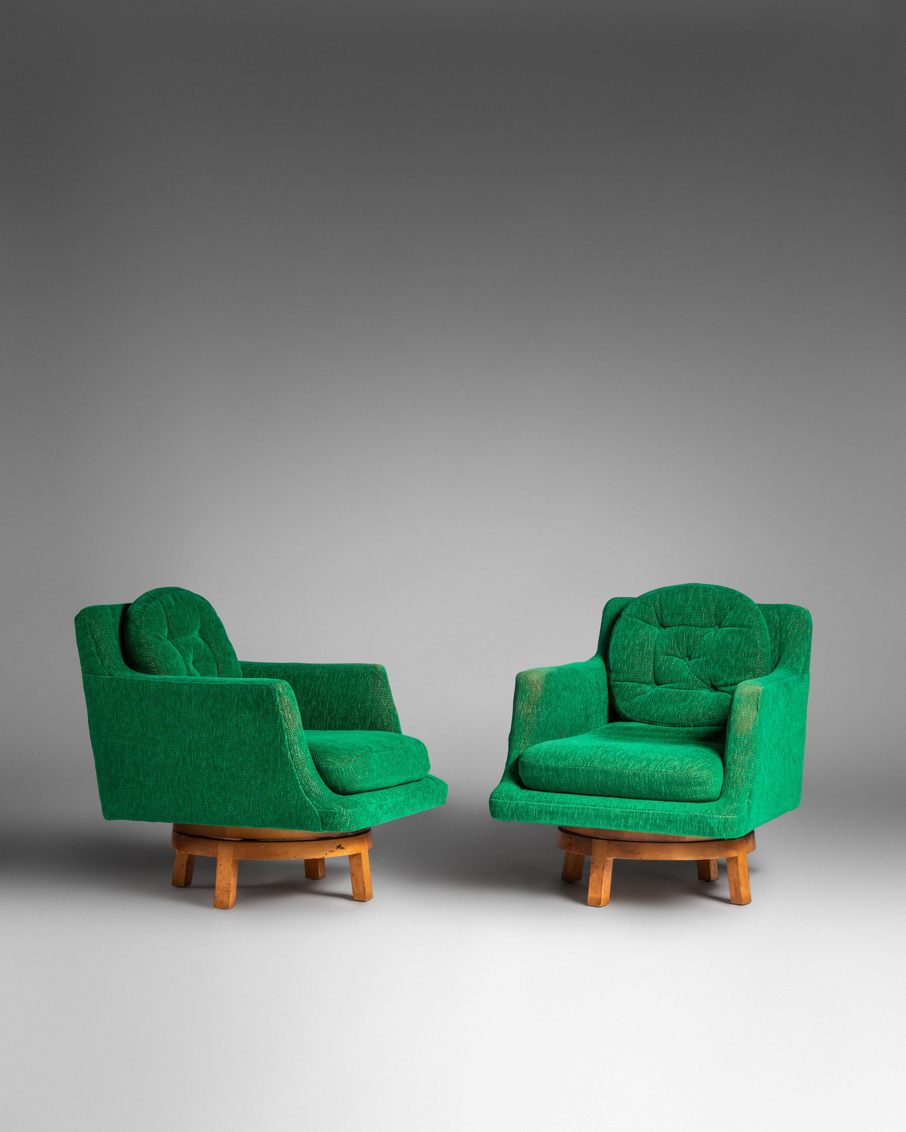 Pair of Swivel Lounge Chairs, model 5609 Dunbar, USA