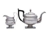 An American Coin Silver Tea Pot and Creamer