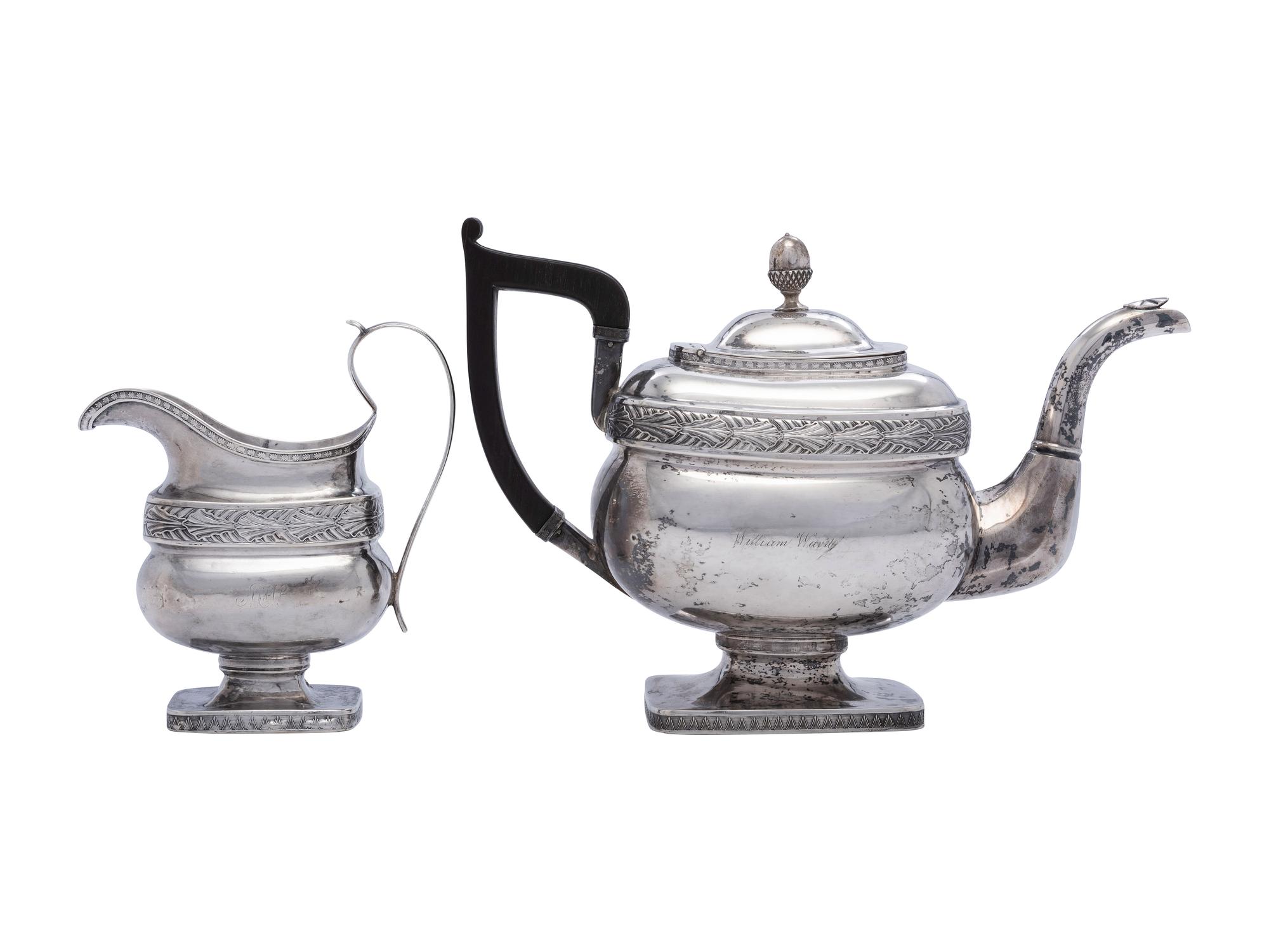 An American Coin Silver Tea Pot and Creamer