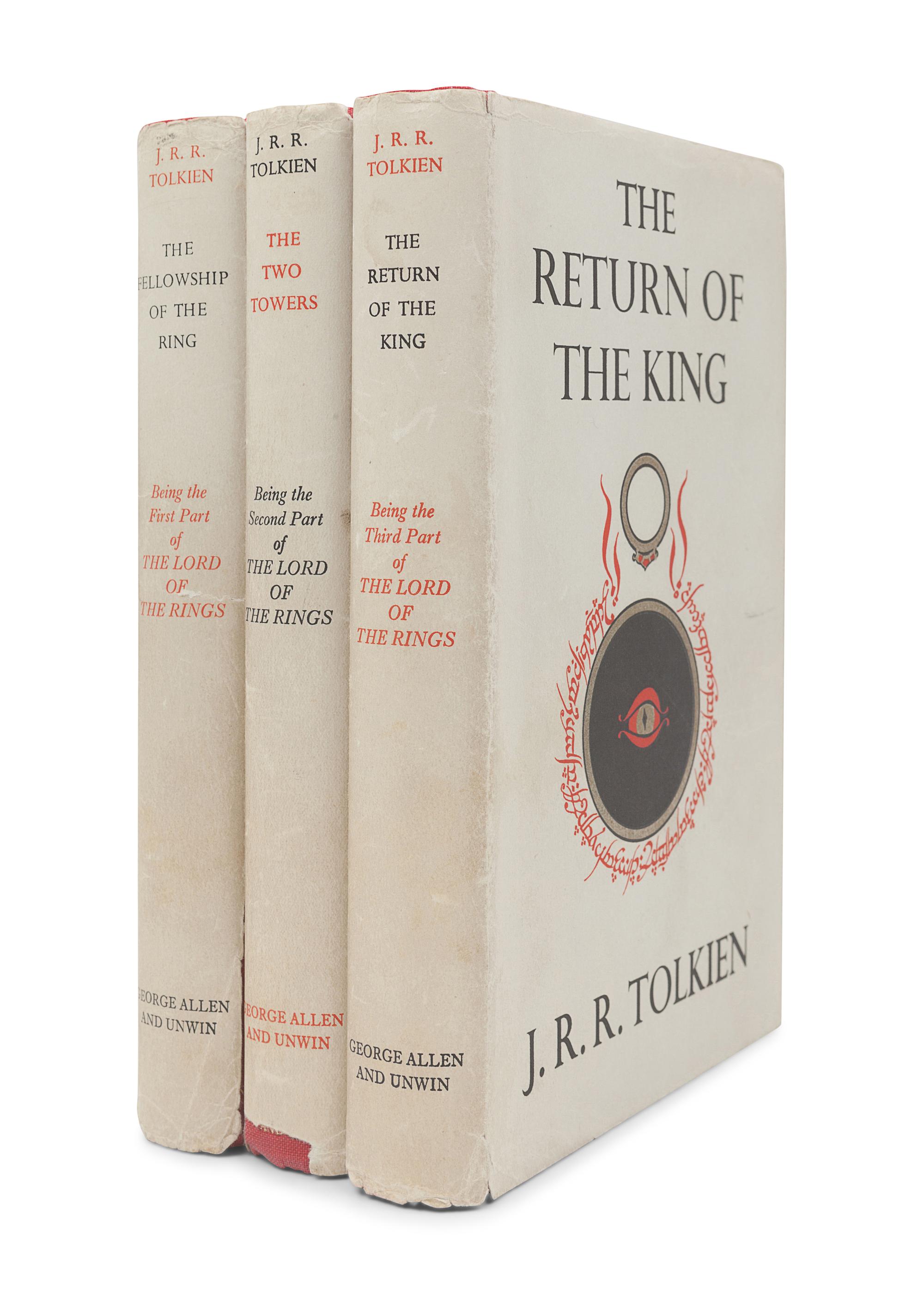 TOLKIEN, John Ronald Reuel (1892-1973). [The Lord of the Rings trilogy:] The Fellowship of the Ring . 1954. -- The Two Towers . 1954. -- The Return of the King . 1955. All London: Allen & Unwin Ltd.