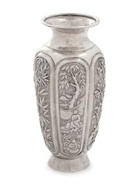 A Chinese Export Petite Silver Vase
