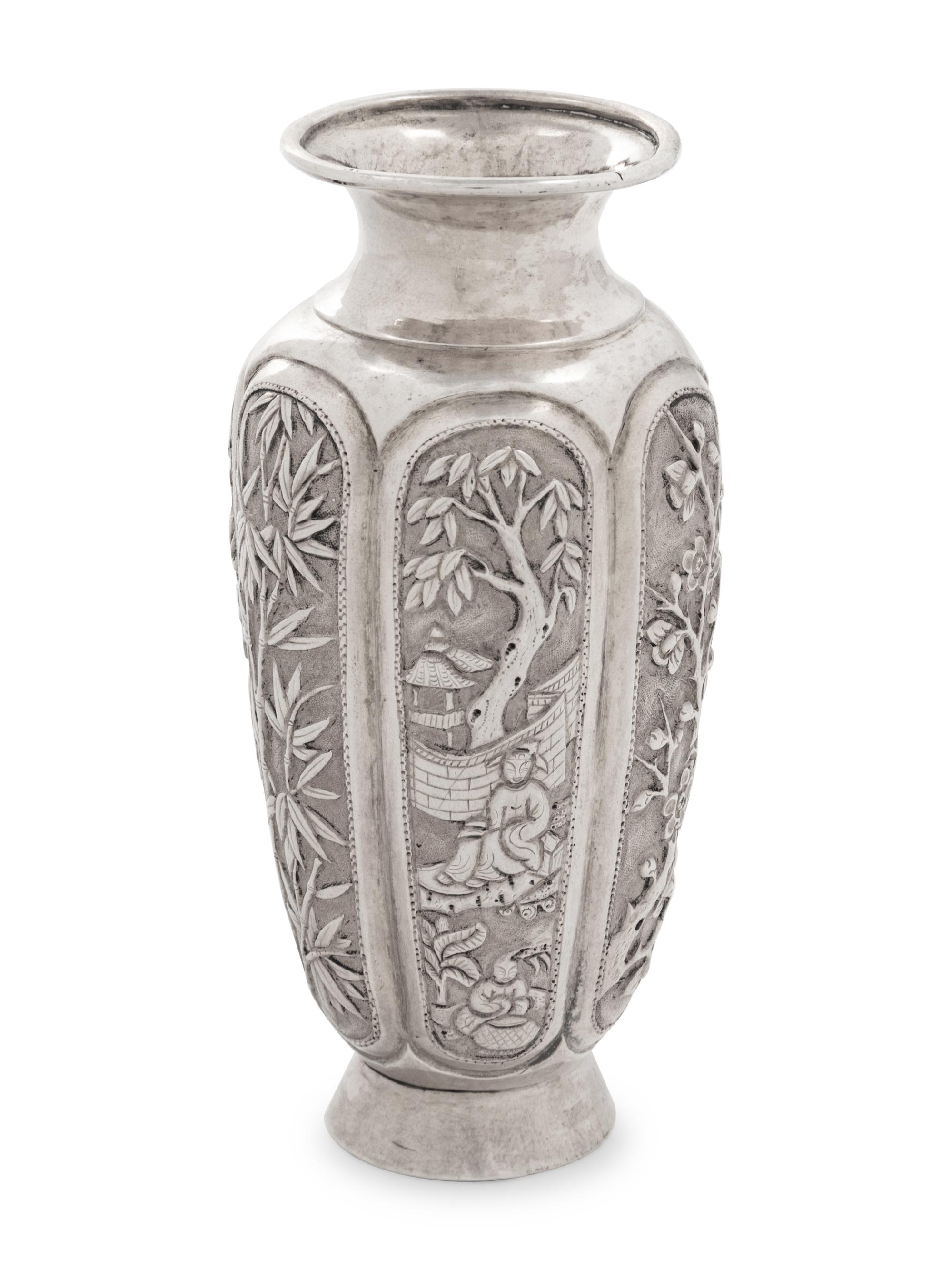 A Chinese Export Petite Silver Vase