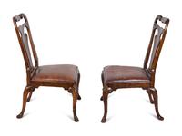 A Pair of Queen Anne Style Walnut Side Chairs — 19TH CENTURY