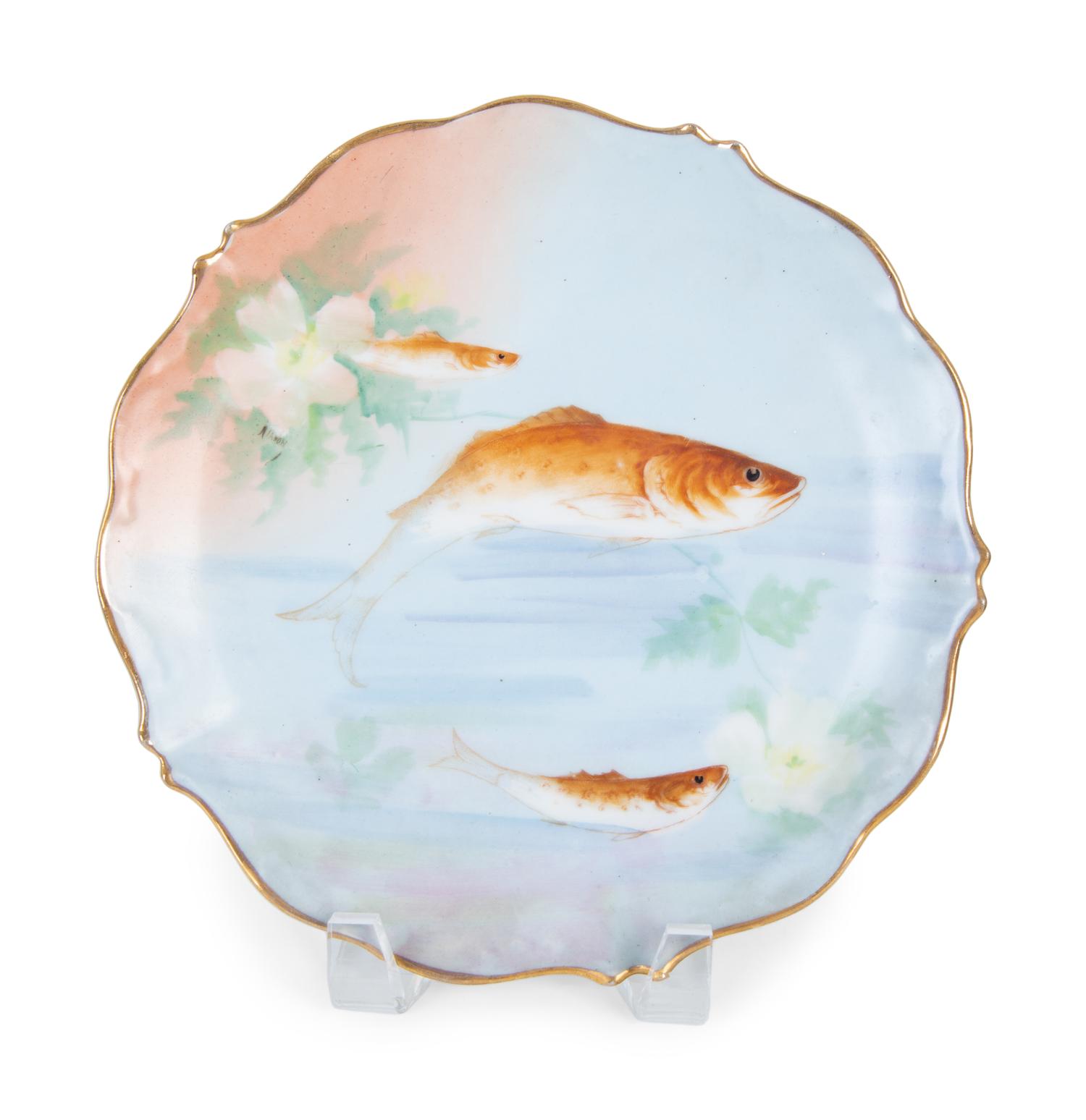 A Limoges Hand Painted Porcelain Fish Service — 19TH/20TH CENTURY