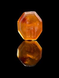 A Roman Carnelian Ring Stone with a Mythological Creature