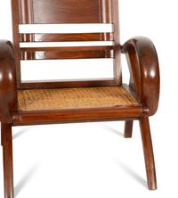 A Pair of Art Deco Walnut and Caned Folding Lounge Chairs