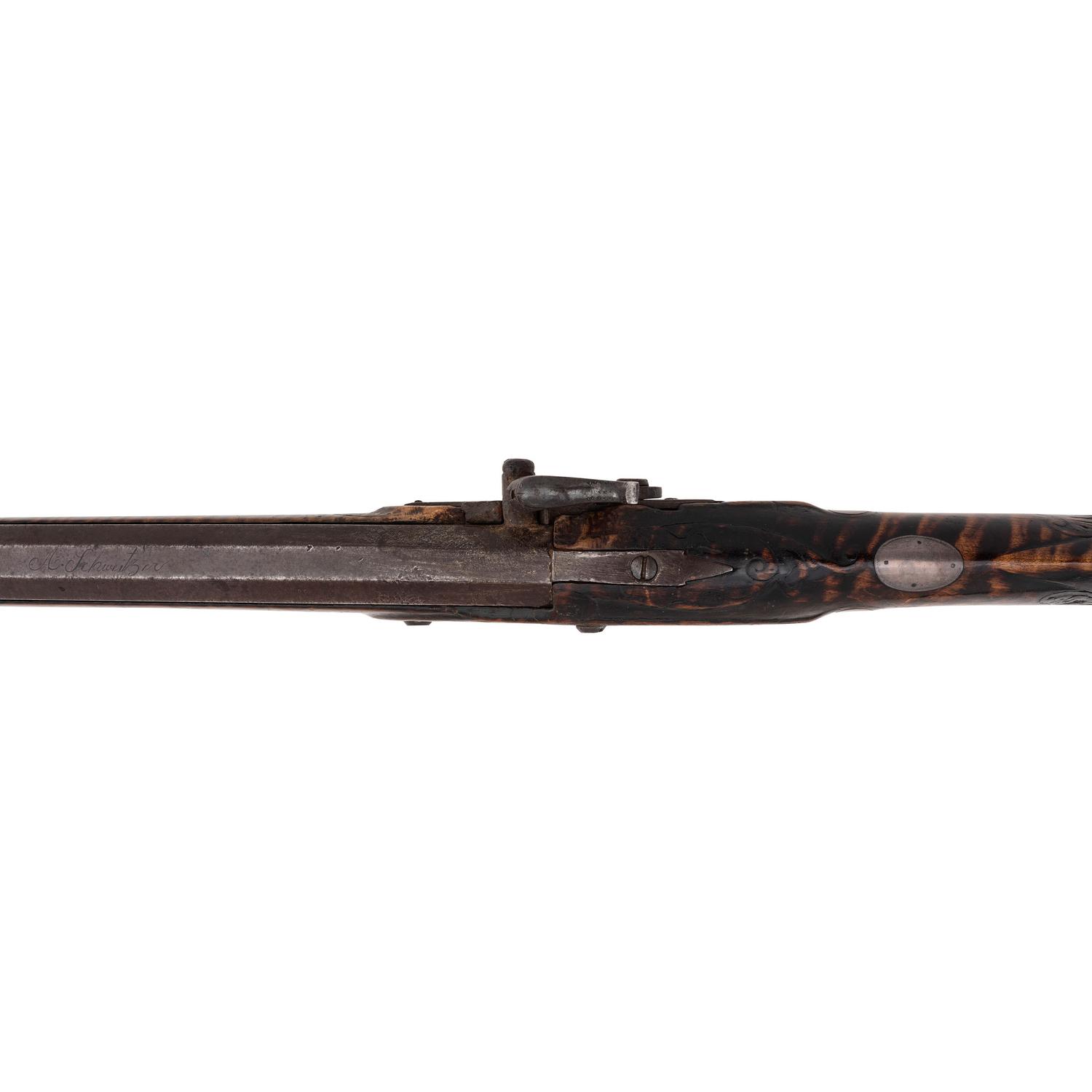 Relief Carved Percussion Altered Longrifle by Abraham Schweitzer