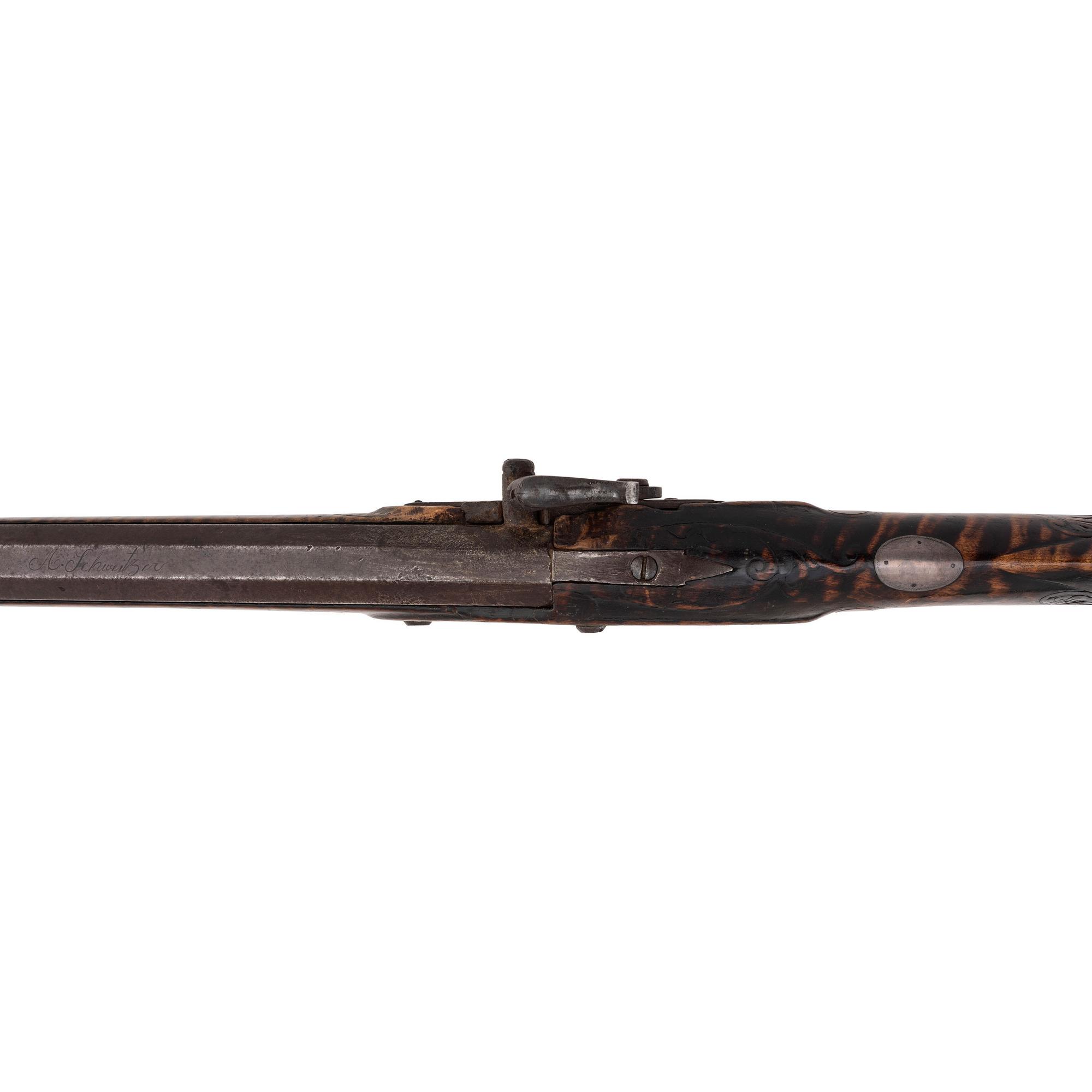 Relief Carved Percussion Altered Longrifle by Abraham Schweitzer