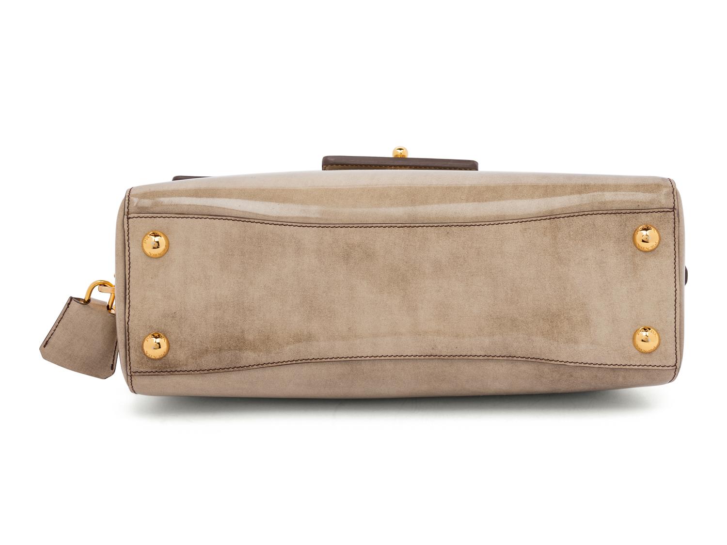 Prada Gray Patent Leather Flap Bag, 2000s