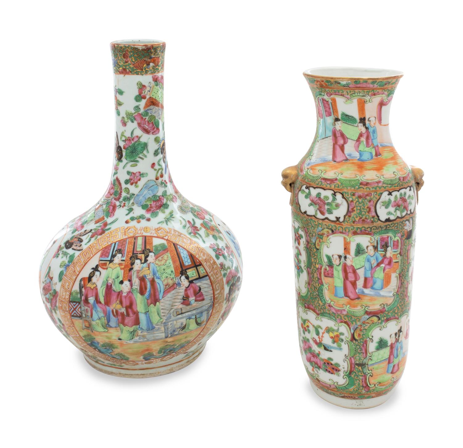 Two Rose Medallion Porcelain Articles