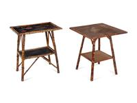 Two Victorian Painted Bamboo Side Tables