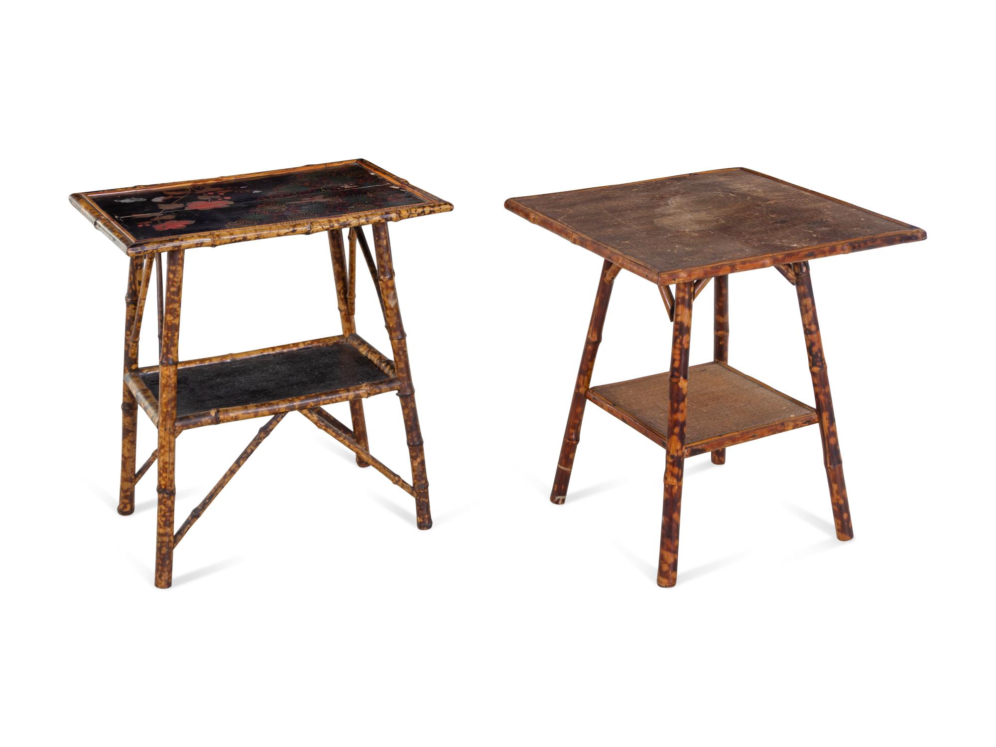 Two Victorian Painted Bamboo Side Tables