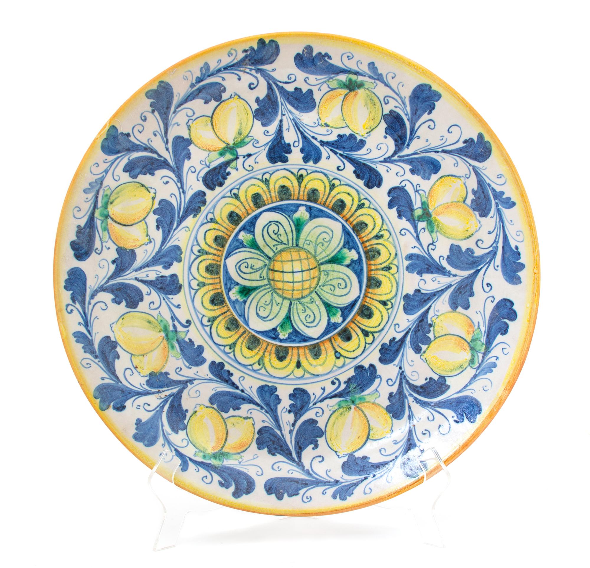 Two Italian Glazed Ceramic Chargers Diameter of largest 20 inches. — 20TH CENTURY