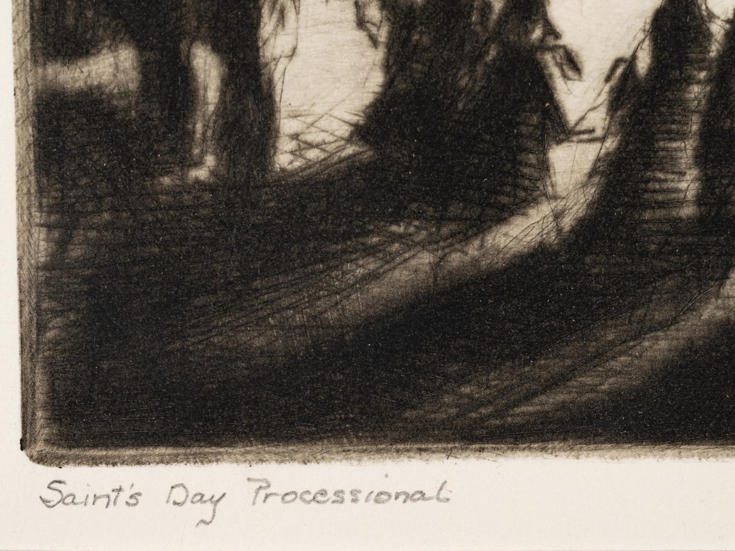 A group of three prints ( Corn Husking - Taos Pueblo; Saint's Day Processional; Gift Bearing at Dawn)