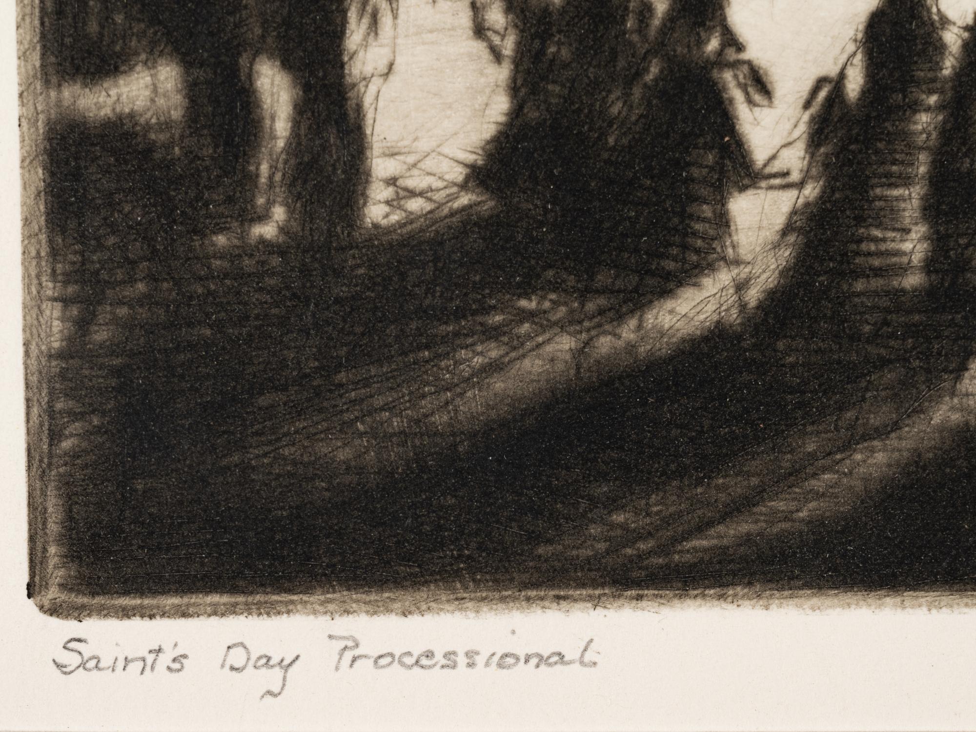 A group of three prints ( Corn Husking - Taos Pueblo; Saint's Day Processional; Gift Bearing at Dawn)
