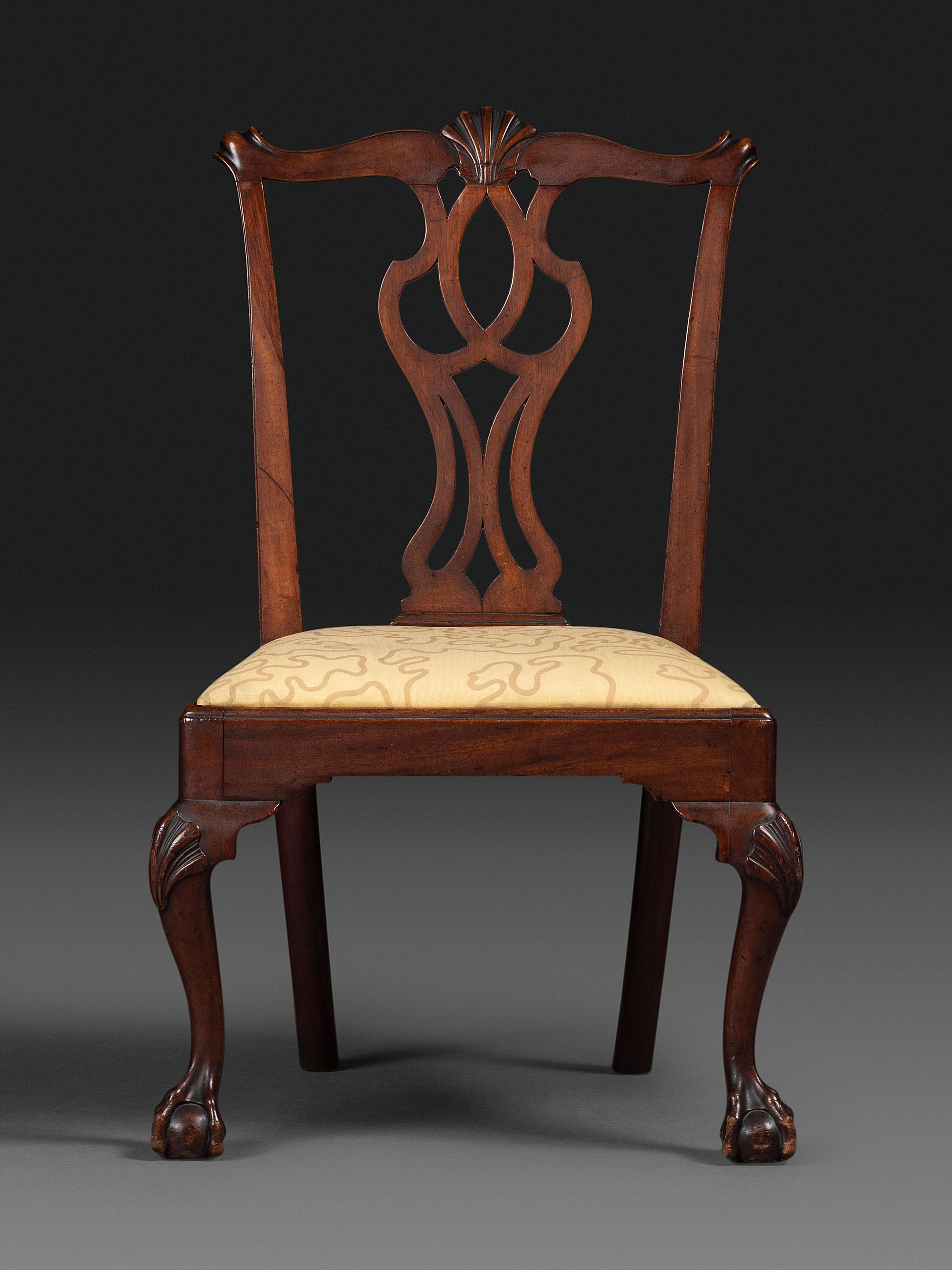 A Chippendale Shell Carved Walnut Claw-and-Ball Foot Side Chair