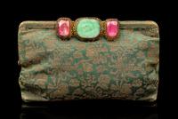A Chinese Jadeite and Tourmaline Brooch