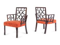 A Pair of Chinese Chippendale Mahogany Armchairs