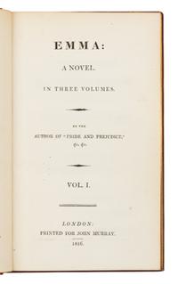 AUSTEN, Jane (1775-1817). Emma. London: for John Murray, 1816.
