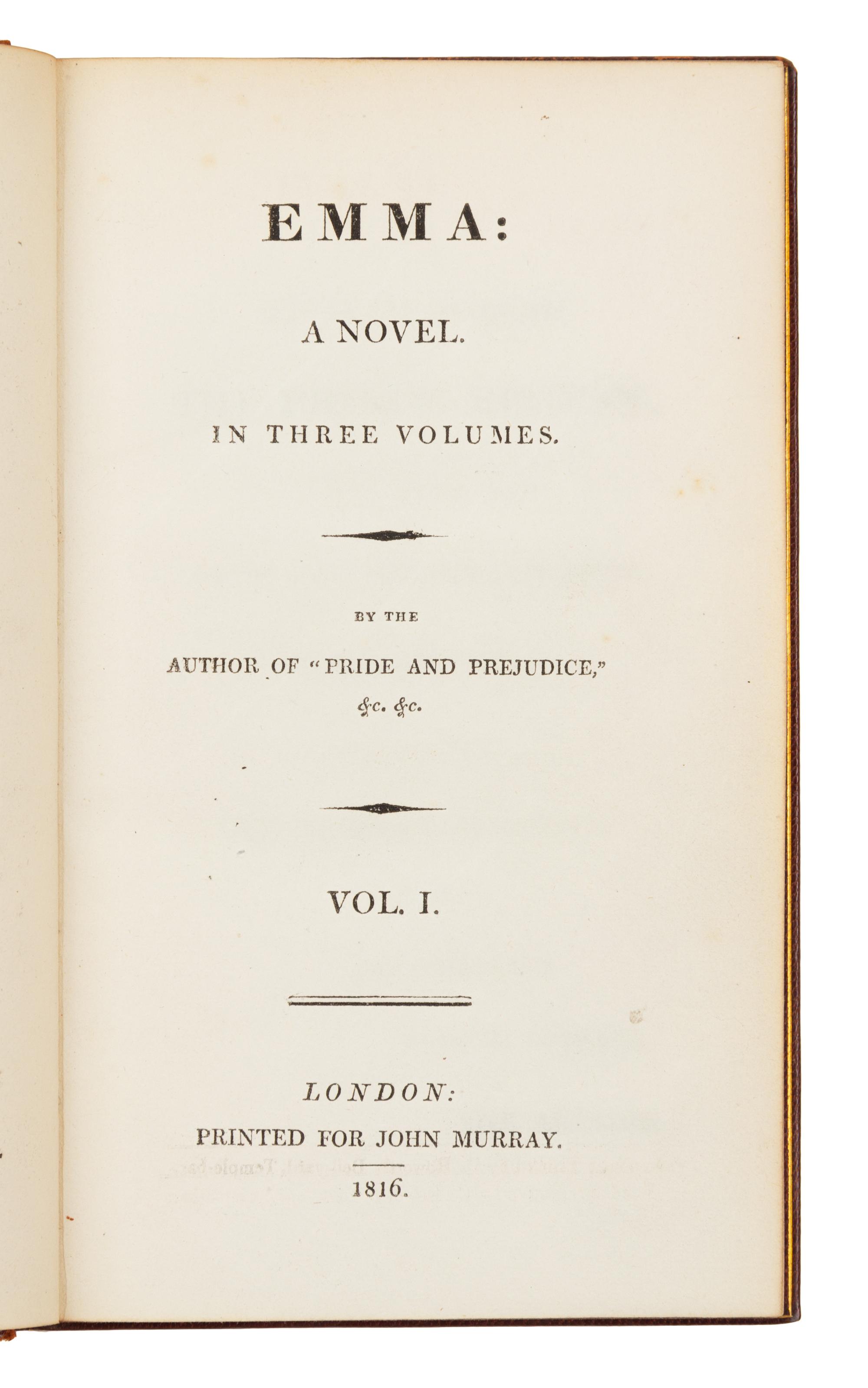 AUSTEN, Jane (1775-1817). Emma. London: for John Murray, 1816.