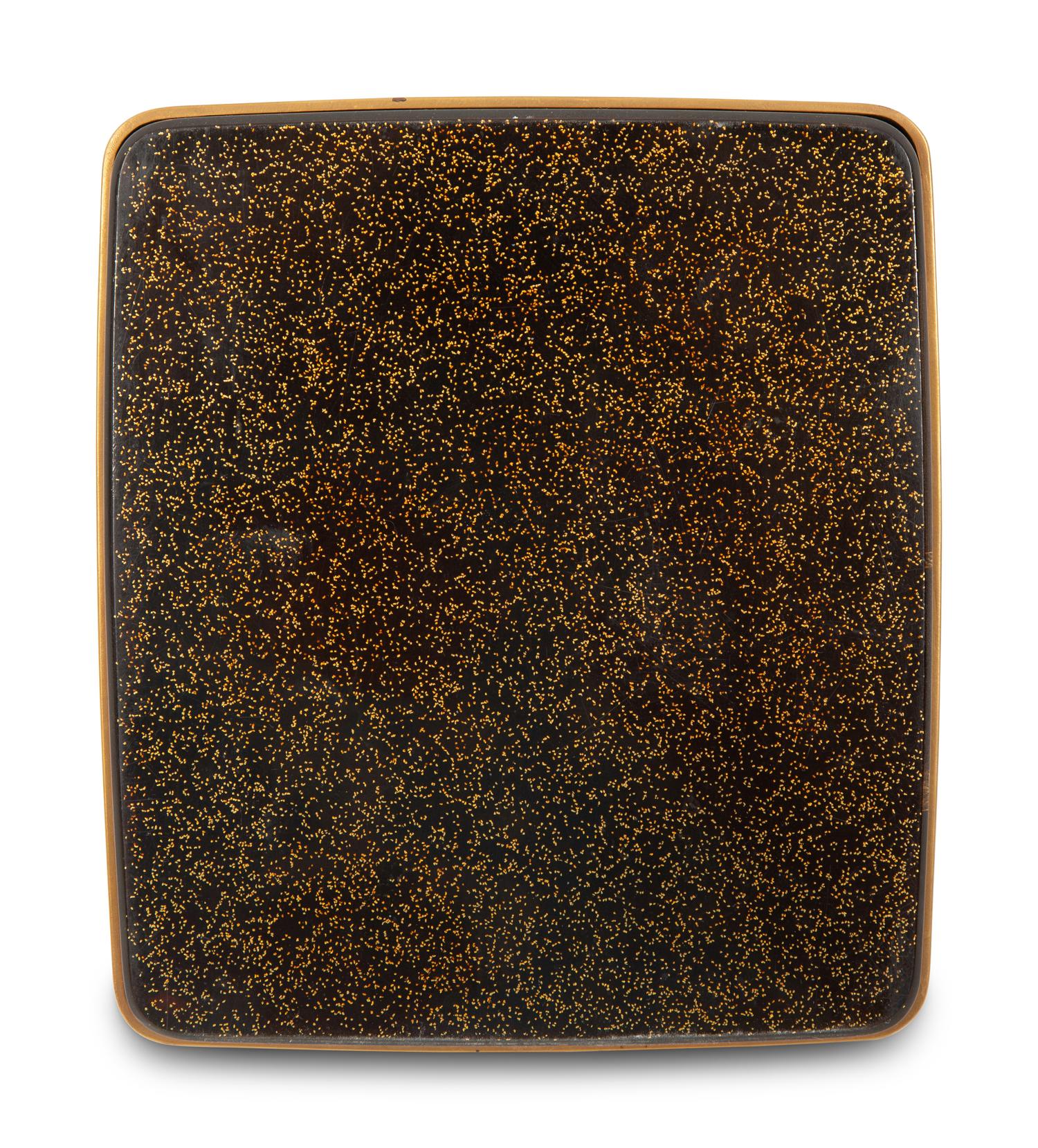 A Japanese Black and Gilt Lacquer Box with Polychromed Figural Scene