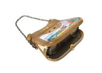 A Pair of French Enameled and Tooled Leather Opera Glasses, A. Gualdoni, Width 4 1/4 inches.