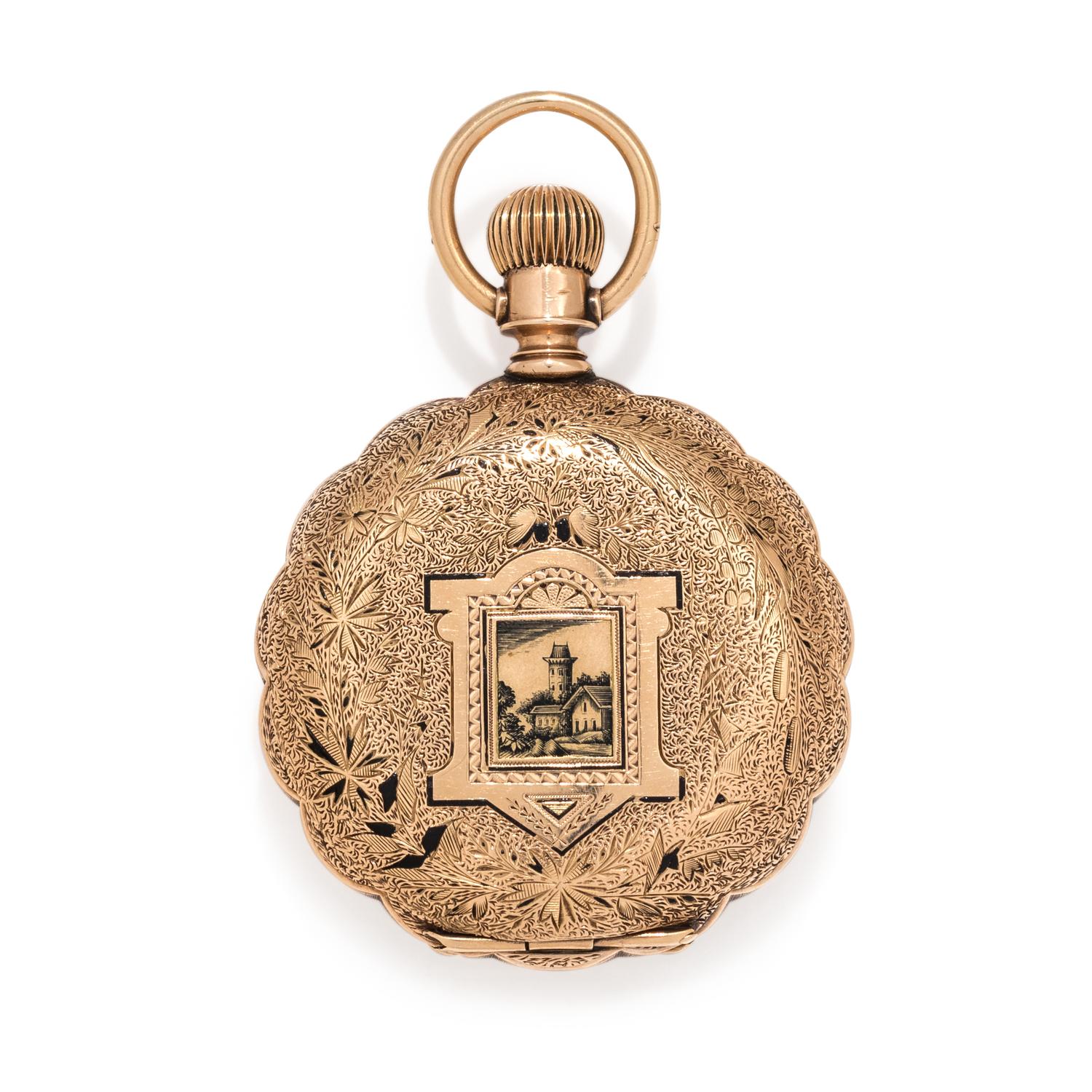 ELGIN, 14K YELLOW GOLD HUNTER CASE POCKET WATCH