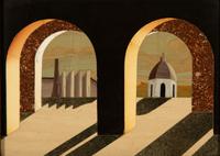 A Framed Italian Pietra Dura Plaque of Architectural View — 19th/20th Century