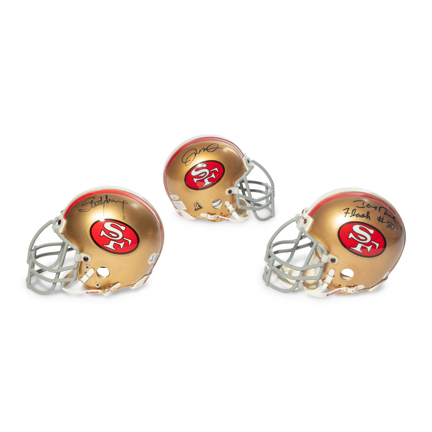 A Collection of San Francisco 49ers Hall of Fame Signed Autograph Mini Helmets