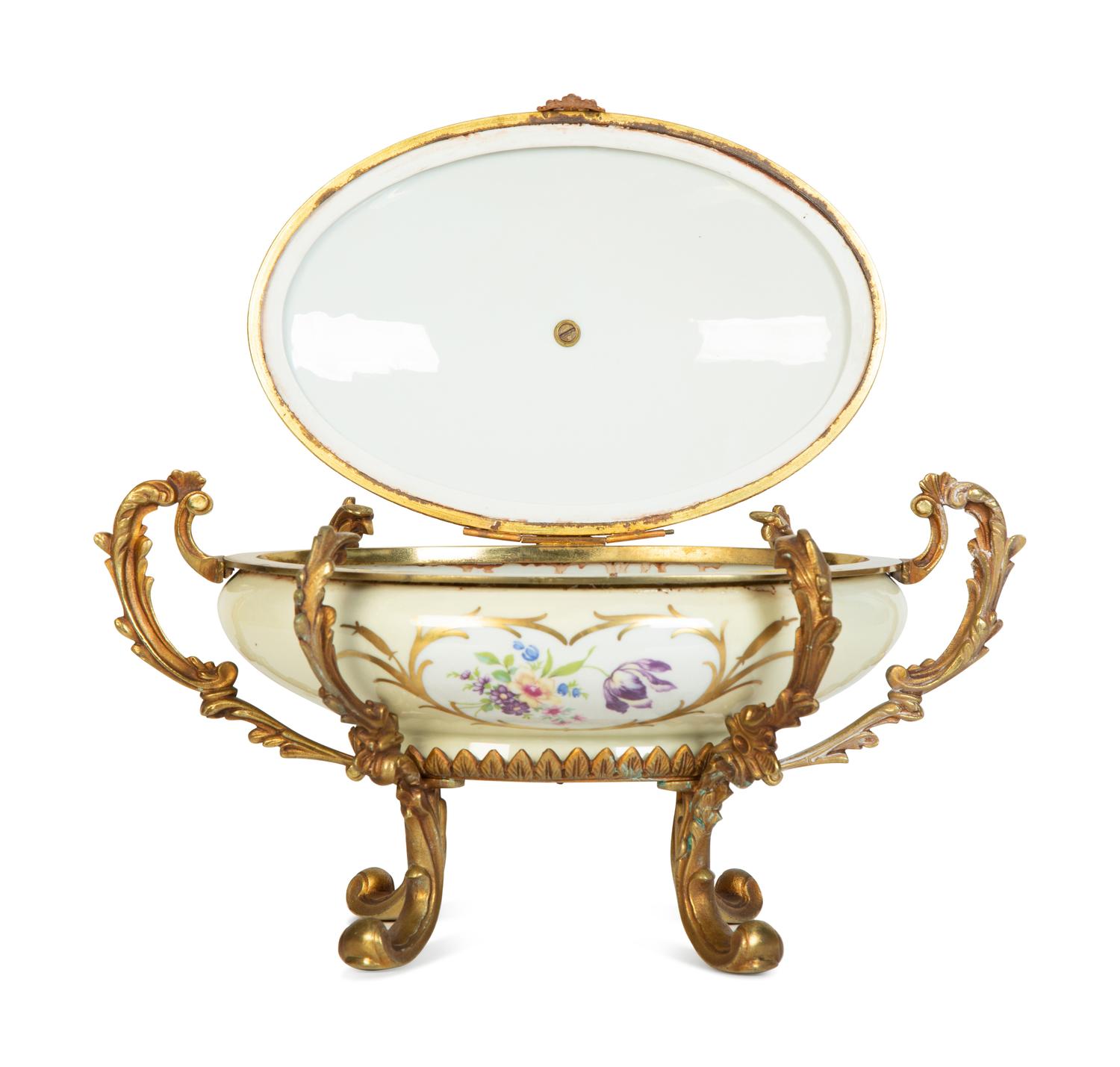 A Gilt Metal Mounted Sèvres Style Porcelain Table Casket