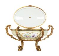 A Gilt Metal Mounted Sèvres Style Porcelain Table Casket