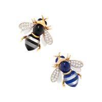 ASCH GROSSBARDT, DIAMOND, MOTHER-OF-PEARL, LAPIS LAZULI AND ONYX BEE BROOCHES