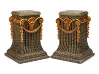 A Pair of Italian Painted and Parcel Gilt Pedestals