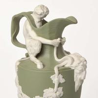 A Pair of Wedgwood Solid Green Jasperware Water and Wine Ewers UK, 1990s
