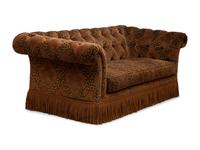 A Chesterfield Style Velvet-Upholstered Sofa with a Fringed Skirt