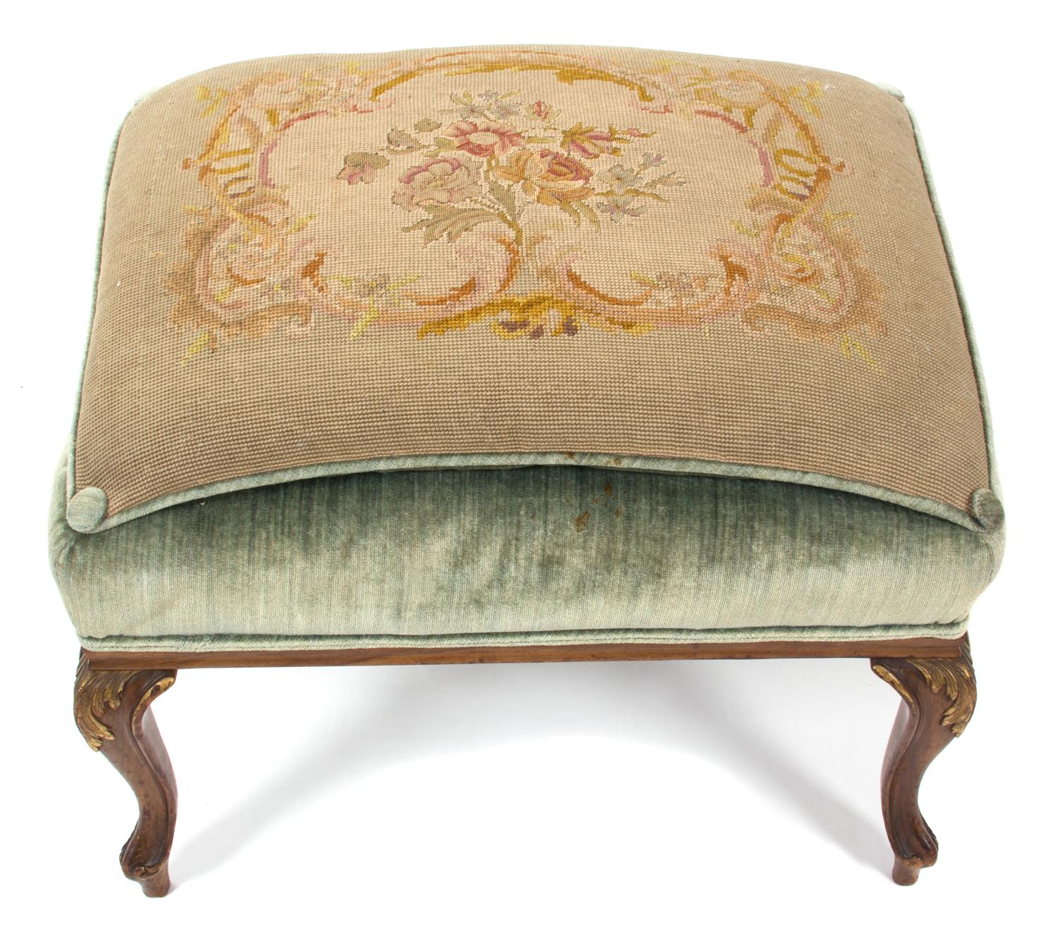A George II Style Carved Mahogany Library Chair and Ottoman — LATE 19TH CENTURY