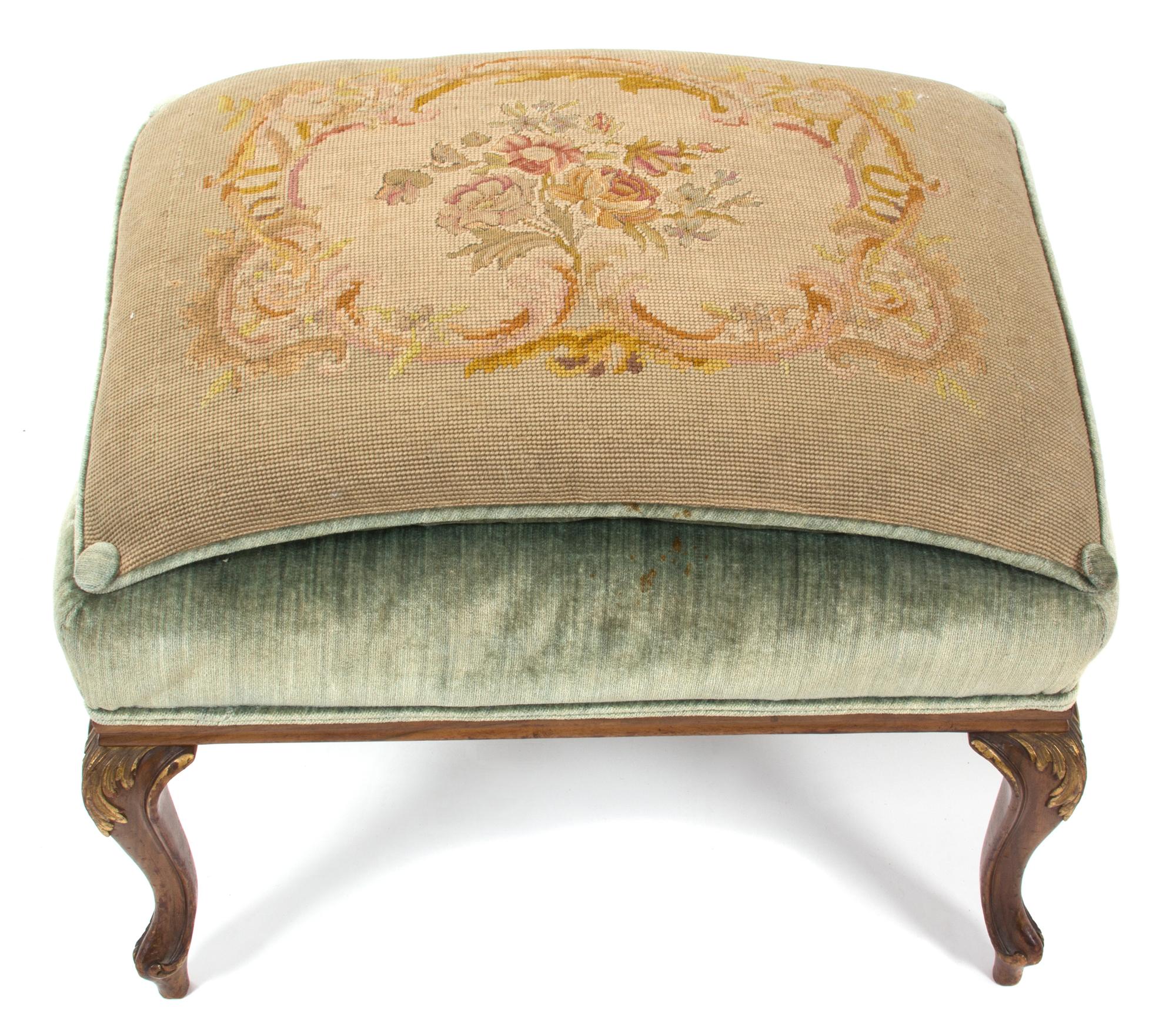 A George II Style Carved Mahogany Library Chair and Ottoman — LATE 19TH CENTURY
