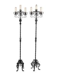 A Pair of Wrought Iron Torchères